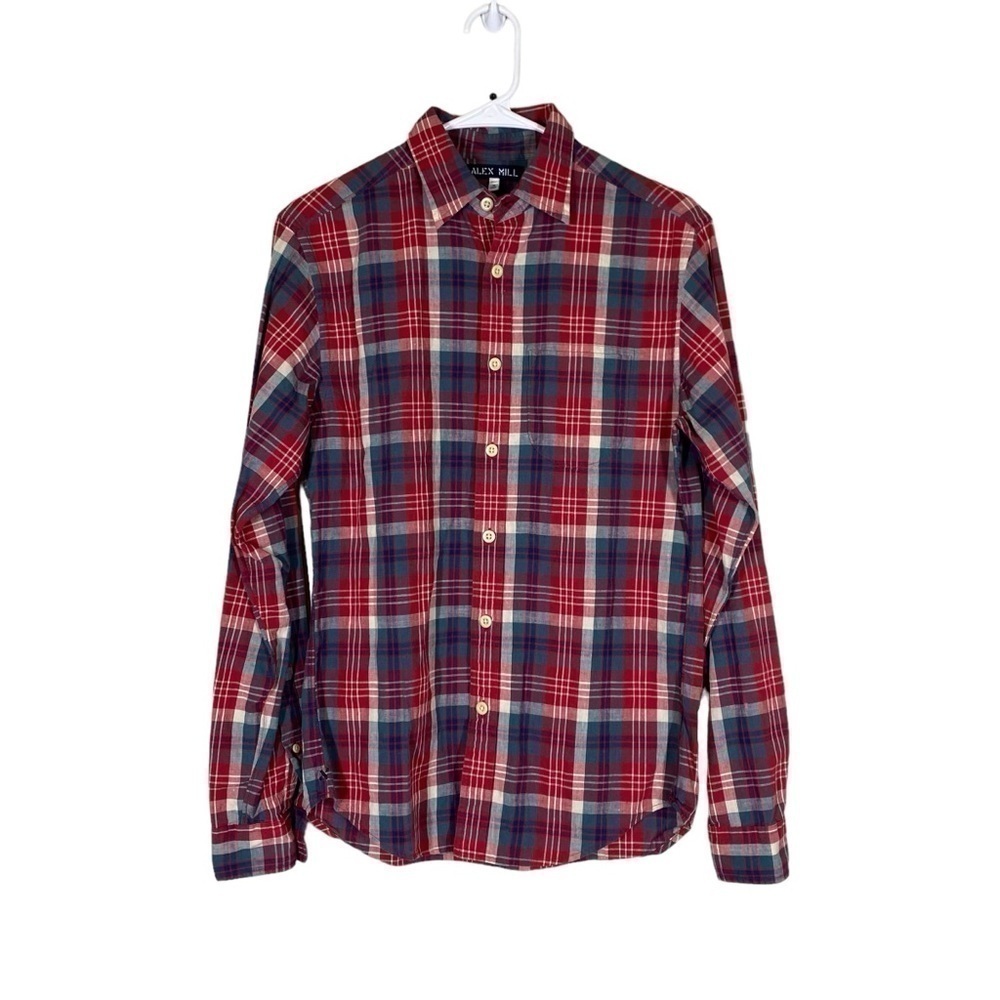 Alex Mill Linen Blend Plaid Button Up Shirt Size XS